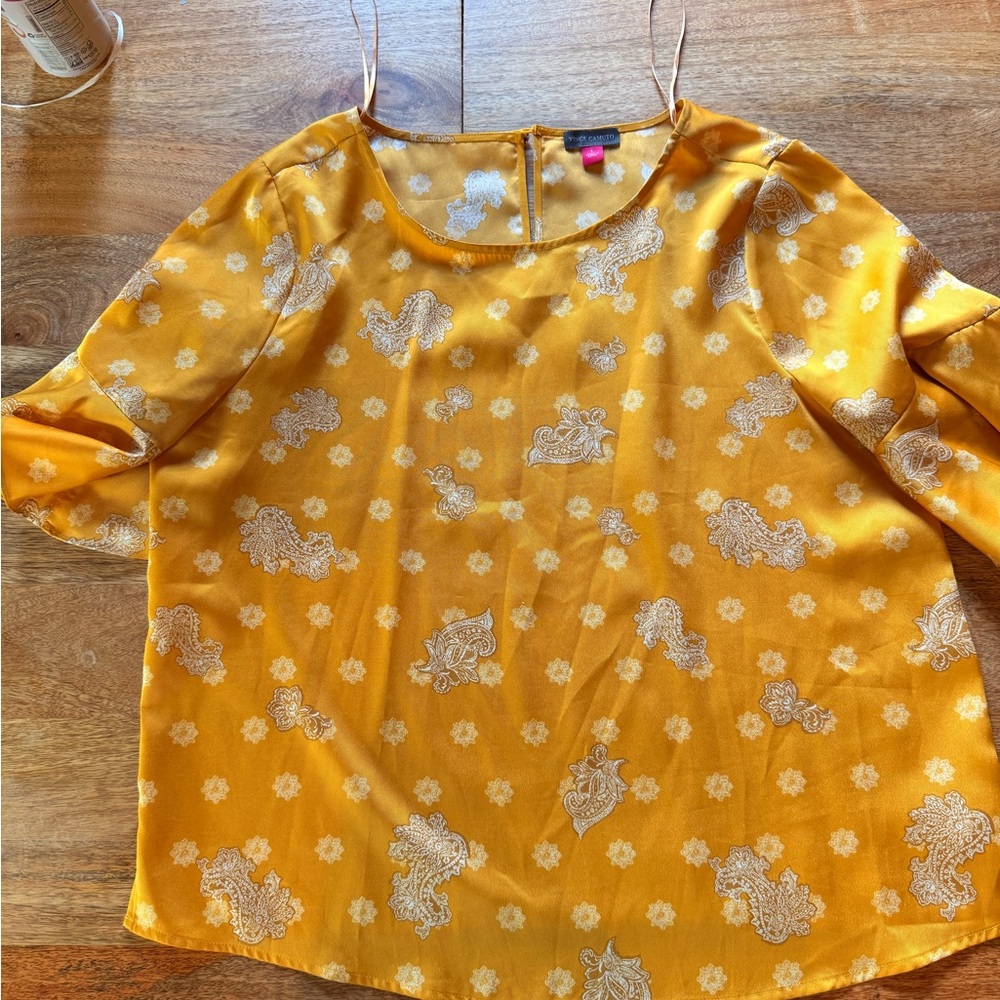 Vince Camuto Mustard Paisley Blouse
